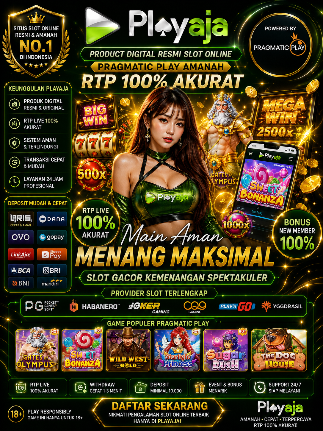 PLAYAJA - Product Digital Resmi Slot Online Pragmatic Play Amanah Rtp 100% Akurat